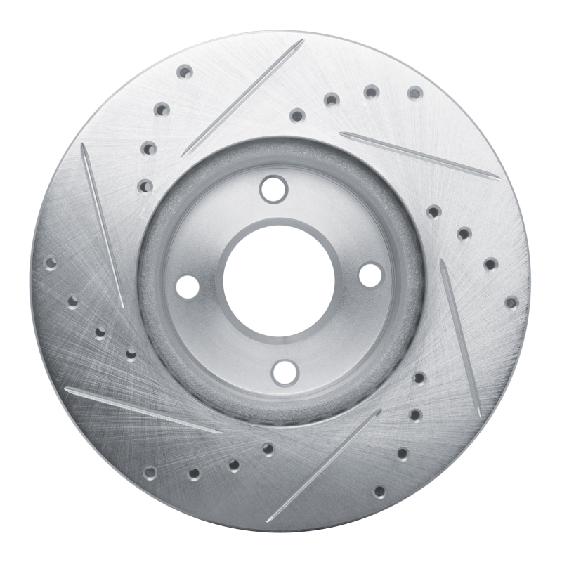 Nissan Kicks Brake Rotor (1) - Front Right - R1 Concepts - Drilled & Slotted - Silver - `17-`25